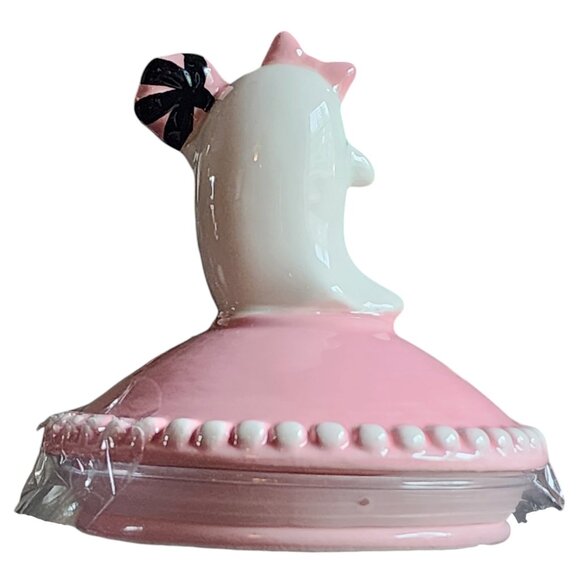 Pink Halloween Ghost Girl W/Candy & Bow Glass Candy jar/Treat Jar NWT Viral - Picture 3 of 10